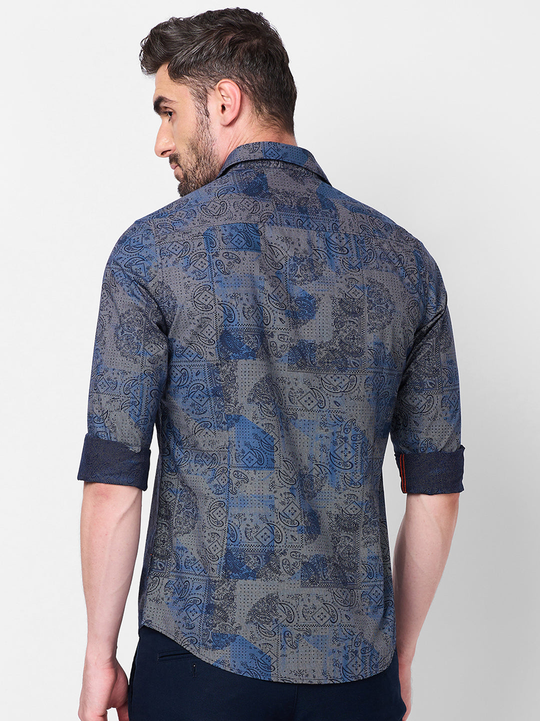 Killer Men Navy Printed Slim Fit Shirts