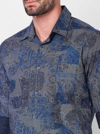 Killer Men Navy Printed Slim Fit Shirts