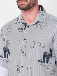 Killer Men White Stripe Slim Fit Shirts