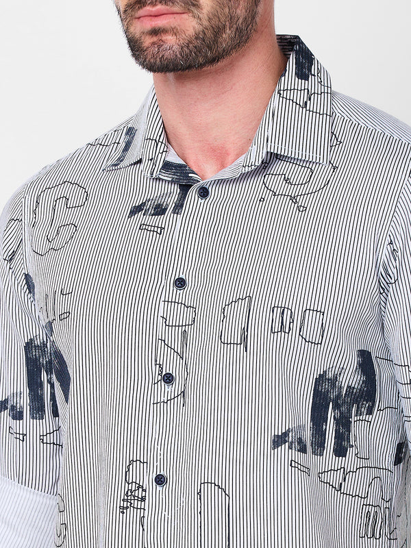 Killer Men White Stripe Slim Fit Shirts