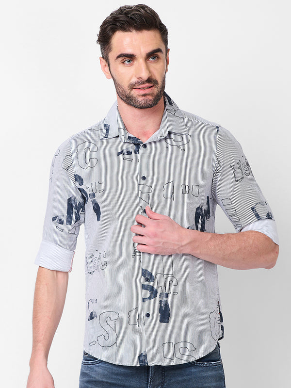 Killer Men White Stripe Slim Fit Shirts