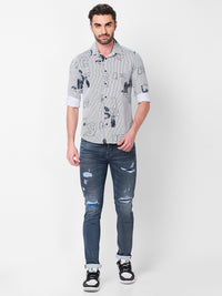 Killer Men White Stripe Slim Fit Shirts