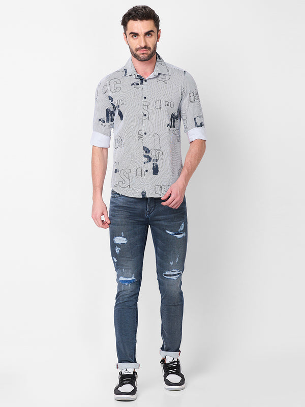 Killer Men White Stripe Slim Fit Shirts