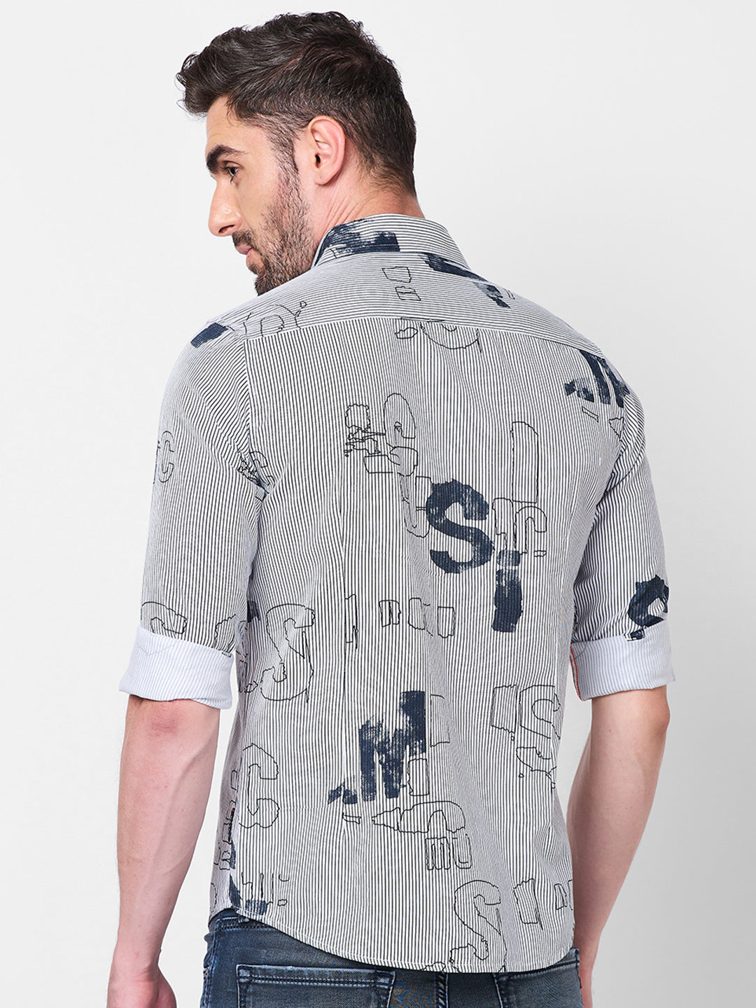 Killer Men White Stripe Slim Fit Shirts