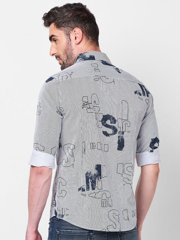 Killer Men White Stripe Slim Fit Shirts