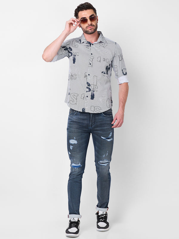 Killer Men White Stripe Slim Fit Shirts