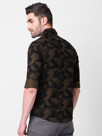 Killer Men Olive Printed Slim Fit Shirts