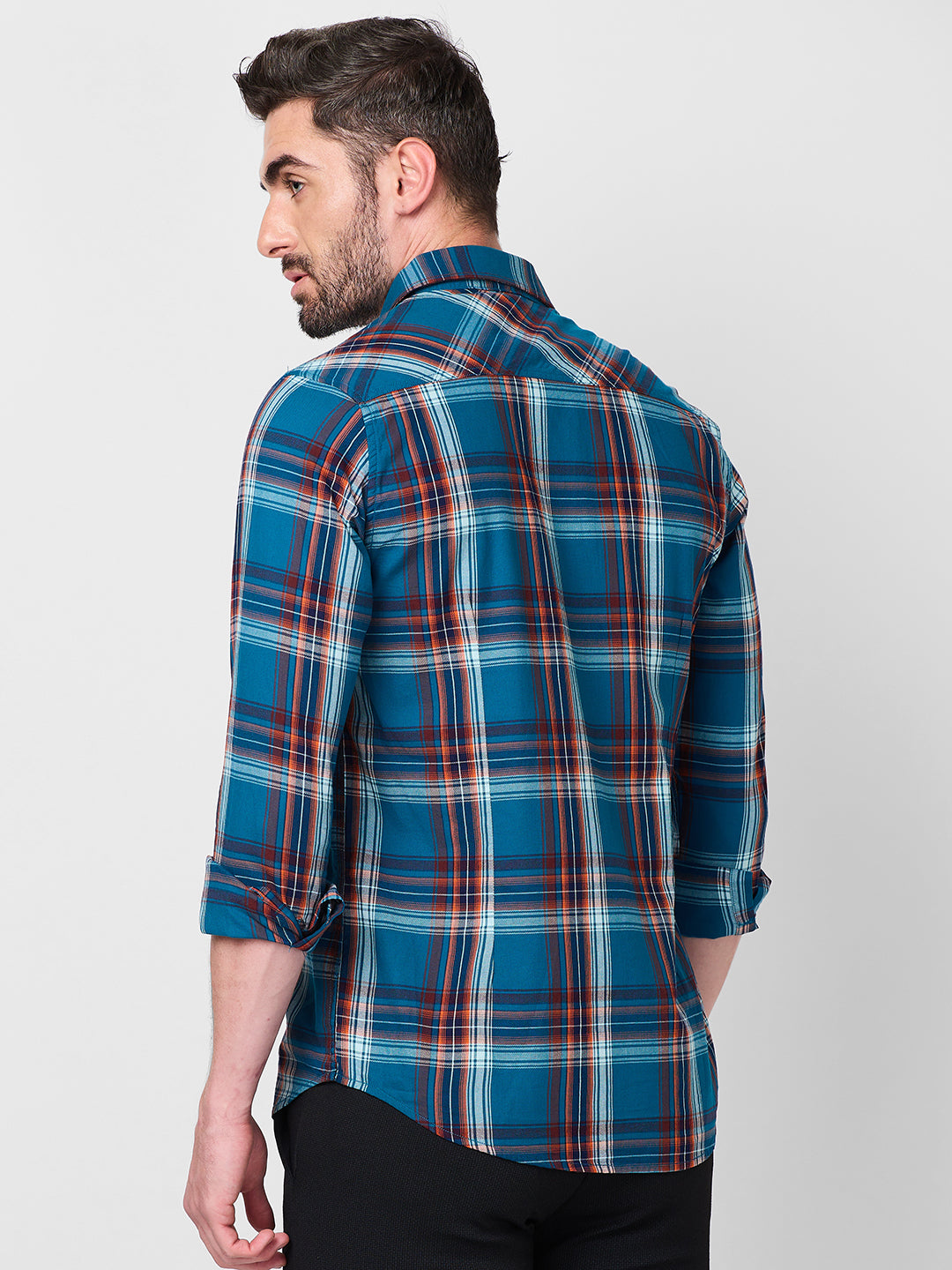 Killer Men Blue Checks Slim Fit Shirts