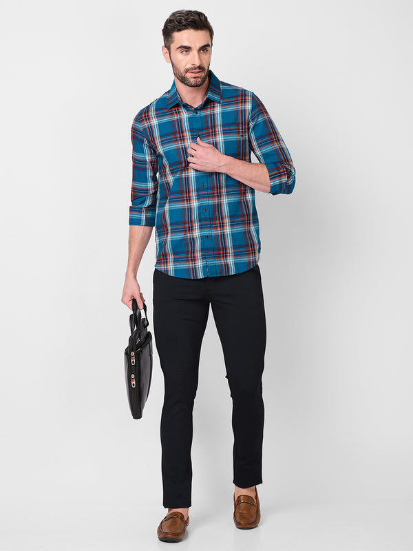 Killer Men Blue Checks Slim Fit Shirts