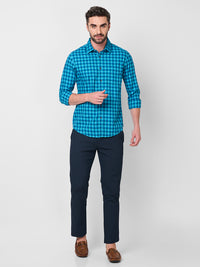 Killer Men Blue Checks Slim Fit Shirts