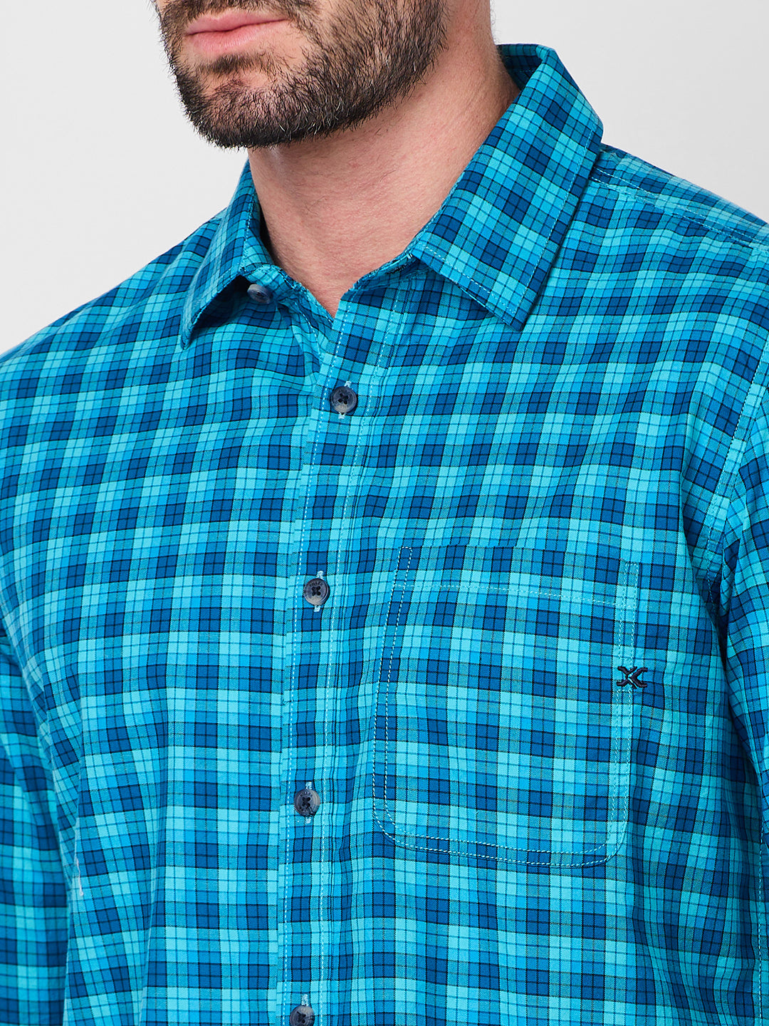 Killer Men Blue Checks Slim Fit Shirts