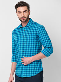 Killer Men Blue Checks Slim Fit Shirts