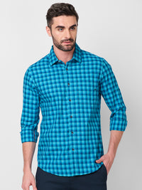 Killer Men Blue Checks Slim Fit Shirts