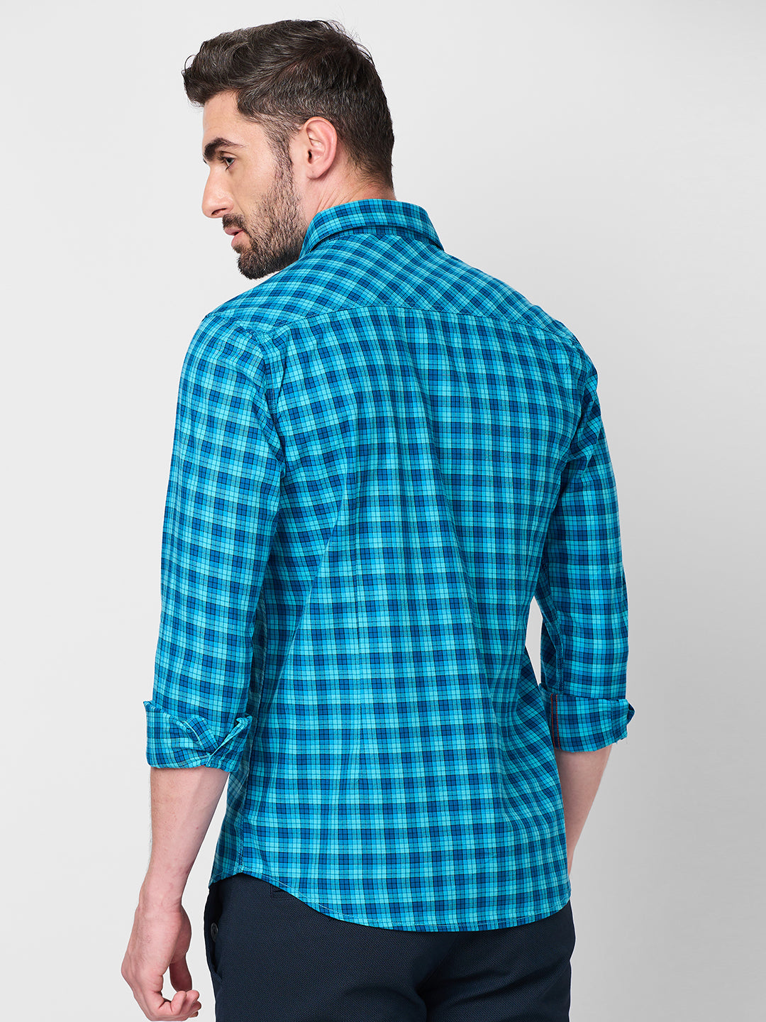 Killer Men Blue Checks Slim Fit Shirts
