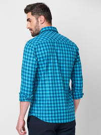 Killer Men Blue Checks Slim Fit Shirts