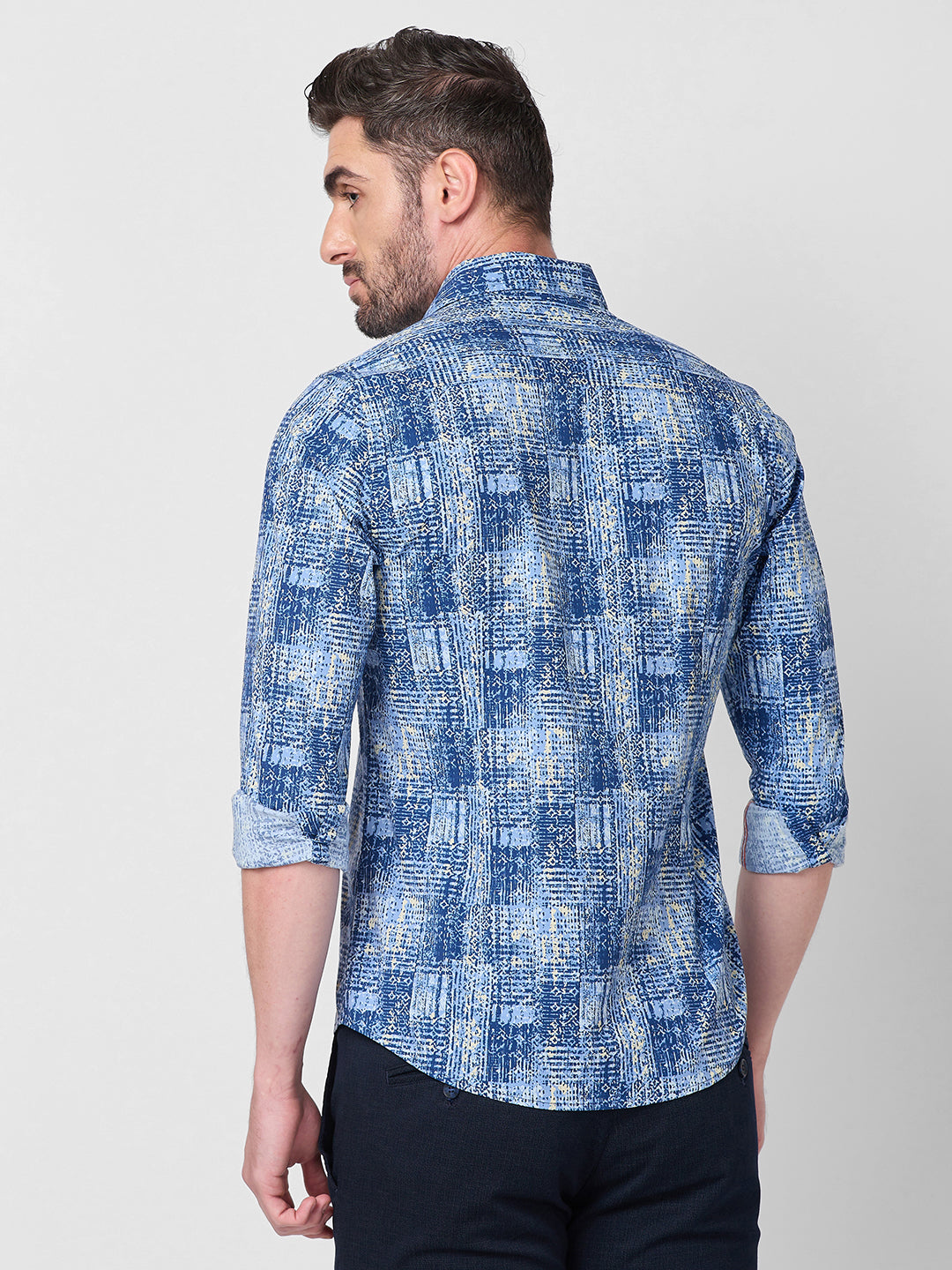 Killer Men Blue Printed Slim Fit Shirts