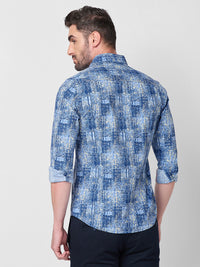 Killer Men Blue Printed Slim Fit Shirts