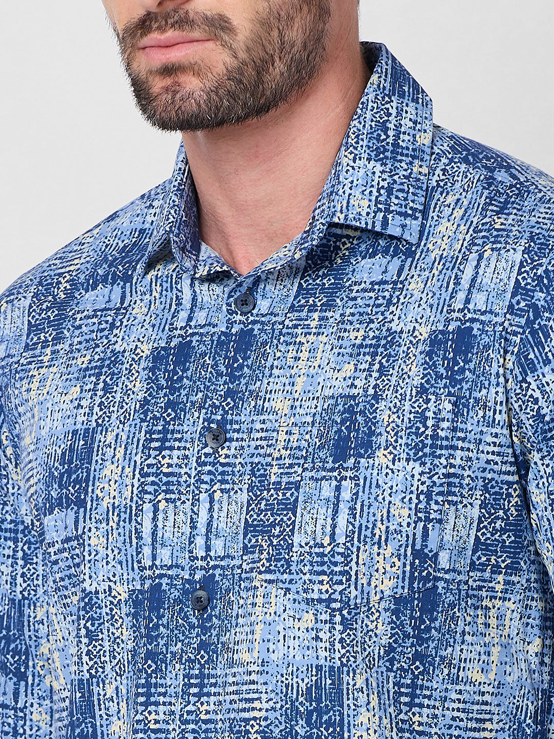Killer Men Blue Printed Slim Fit Shirts
