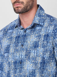 Killer Men Blue Printed Slim Fit Shirts