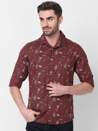 Killer Men Brown Printed Slim Fit Shirts