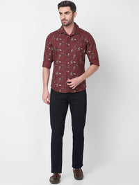 Killer Men Brown Printed Slim Fit Shirts