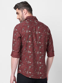 Killer Men Brown Printed Slim Fit Shirts