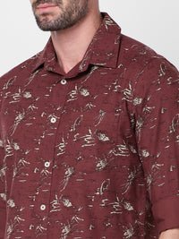 Killer Men Brown Printed Slim Fit Shirts