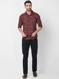 Killer Men Brown Printed Slim Fit Shirts
