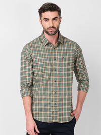 Killer Men Green Checks Slim Fit Shirts