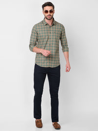 Killer Men Green Checks Slim Fit Shirts