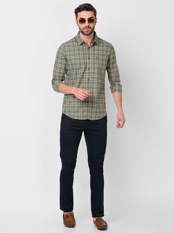 Killer Men Green Checks Slim Fit Shirts