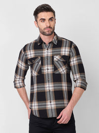 Killer Men Black Checks Slim Fit Shirts