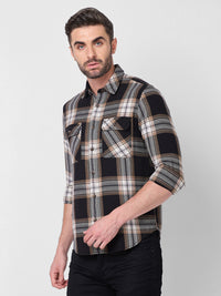 Killer Men Black Checks Slim Fit Shirts