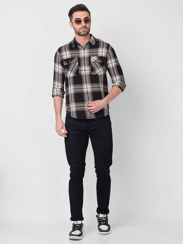 Killer Men Black Checks Slim Fit Shirts