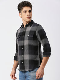 Killer Men Grey Checks Slim Fit Shirts