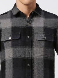Killer Men Grey Checks Slim Fit Shirts