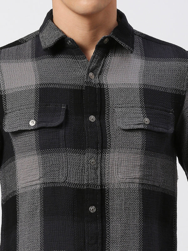 Killer Men Grey Checks Slim Fit Shirts