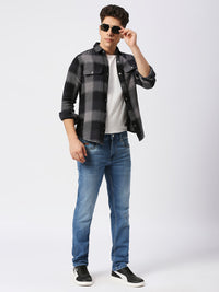 Killer Men Grey Checks Slim Fit Shirts