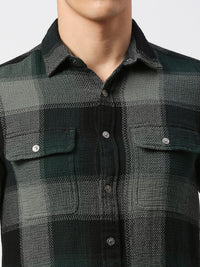 Killer Men Dark Green Checks Slim Fit Shirts