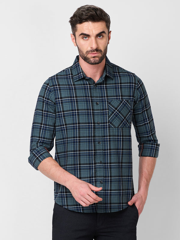 Killer Men Grey Checks Slim Fit Shirts