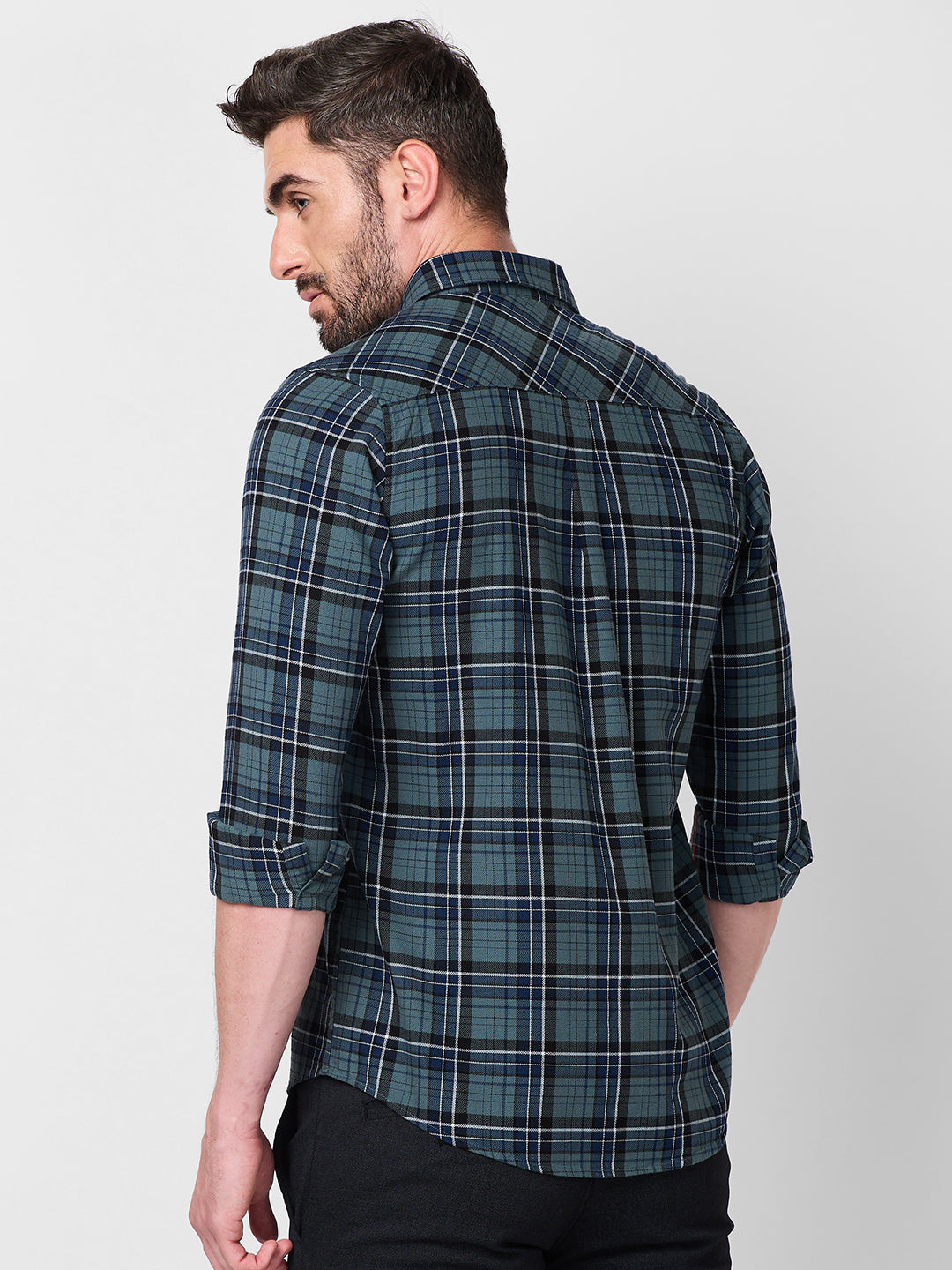 Killer Men Grey Checks Slim Fit Shirts