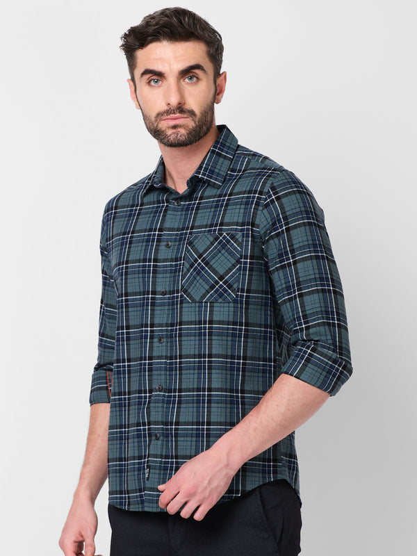 Killer Men Grey Checks Slim Fit Shirts