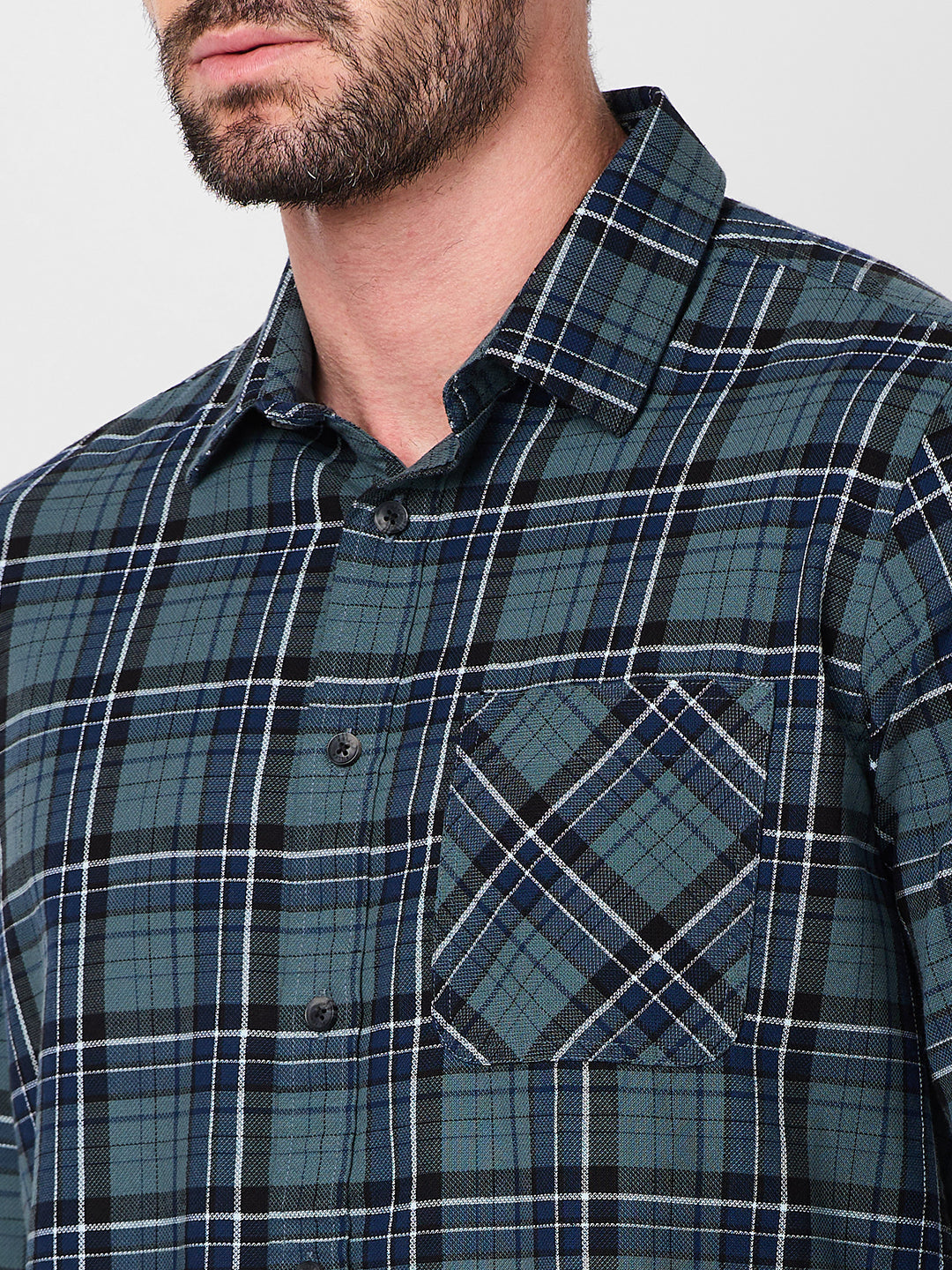 Killer Men Grey Checks Slim Fit Shirts