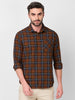 Killer Men Brown Checks Slim Fit Shirts