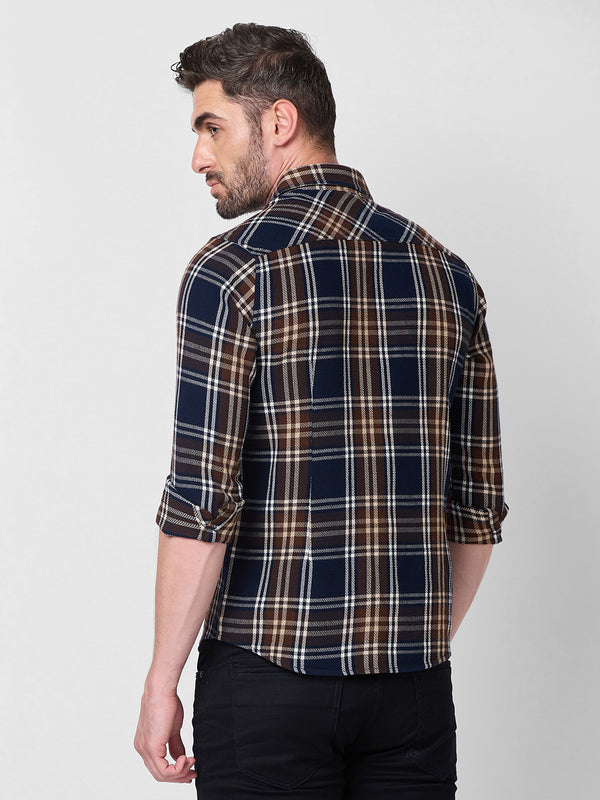 Killer Men Navy Checks Slim Fit Shirts