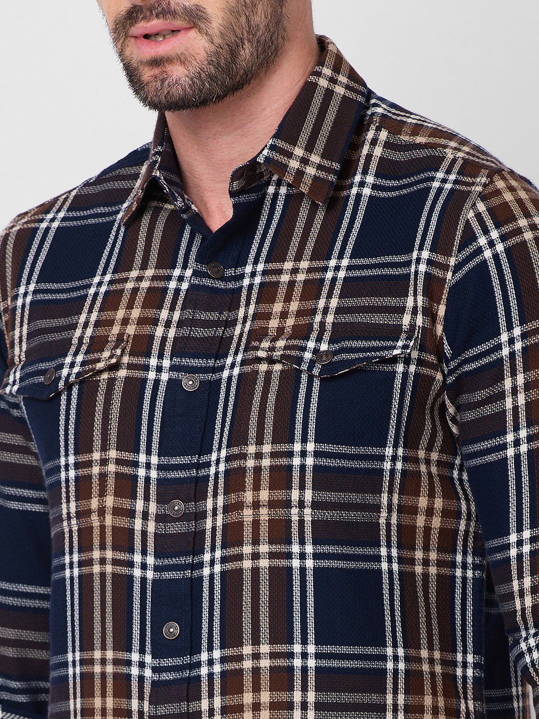 Killer Men Navy Checks Slim Fit Shirts