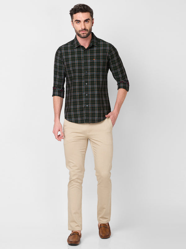 Killer Men Olive Checks Slim Fit Shirts
