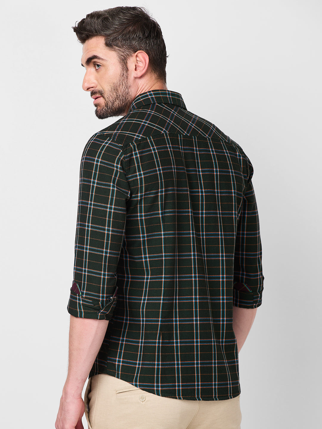 Killer Men Olive Checks Slim Fit Shirts