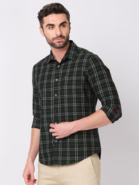 Killer Men Olive Checks Slim Fit Shirts