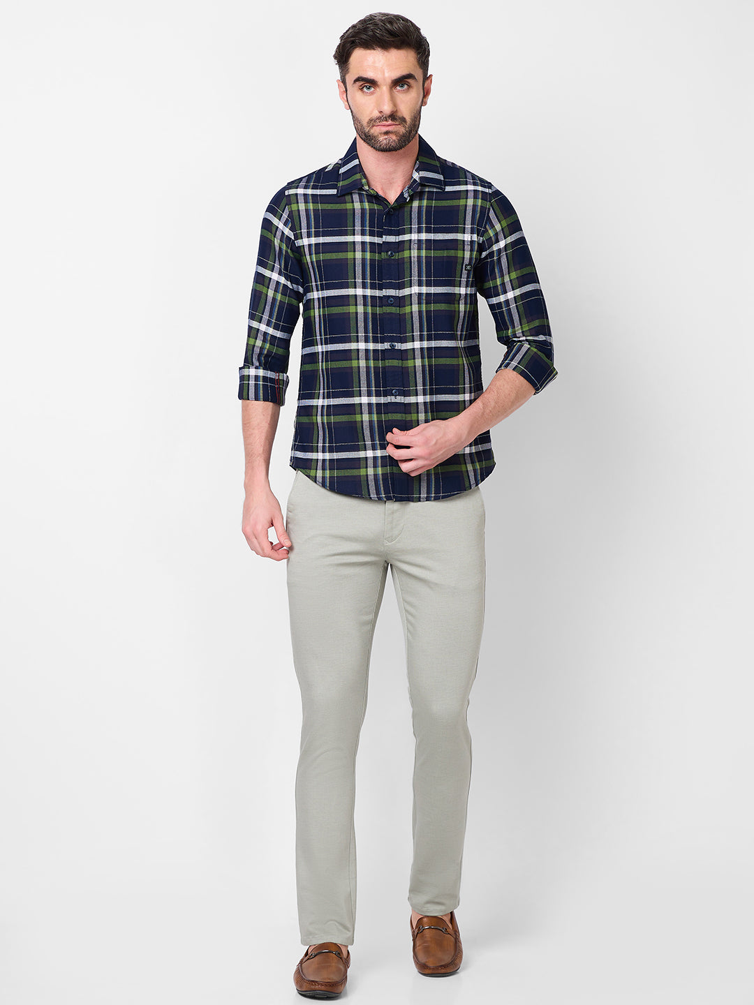 Killer Men Navy Checks Slim Fit Shirts